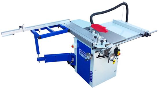 W670 12″ Panel Saw with Sliding Beam, right hand panel attachment & rear table 3hp / 16amp