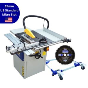 Charnwood W650P Table Saw Package + Sliding Table + extra 60TCT Low Noise Blade + W522 Wheel kit.