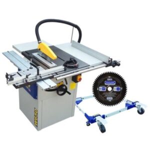 Charnwood W650P Table Saw Package + Sliding Table + extra 60TCT Low Noise Blade + W522 Wheel kit.