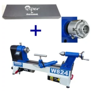 Package Deal W824PD: Charnwood W824 Midi Lathe, VIPER2 Scroll Chuck & TCSET3S Chisel Set