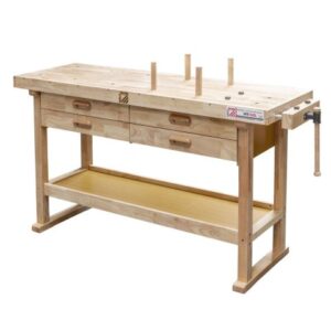 Holzmann WB162L Wooden Workbench with four drawers and end vice.