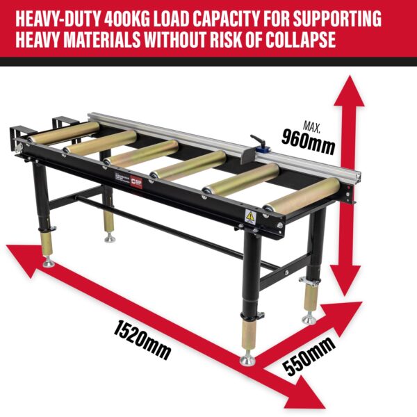 SIP 01395 Adjustable Roller Stand Table 1500x400mm 400kg - Image 3
