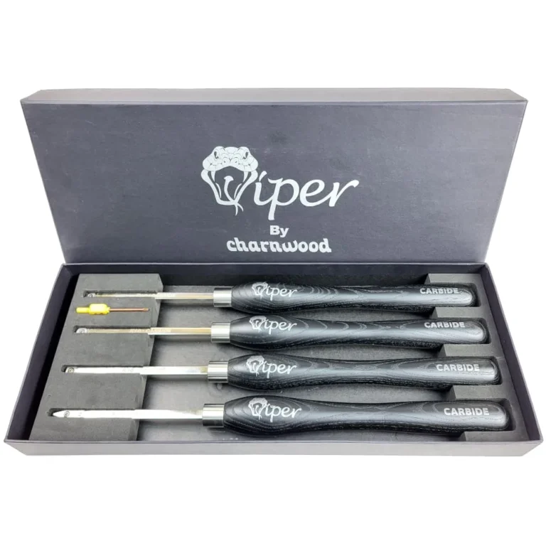 Charnwood TCSET4S Carbide Tipped Wood Turning Tool – 4 Piece Scraper Set