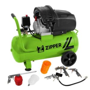 Zipper ZI-COM50-2V510E Compressor 50Ltr Twin Tank 10 Bar plus Air Tool Set 230volt