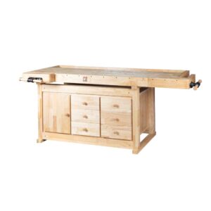 Holzmann WB210C Heavy duty work bench with cabinet & clamping jaws and two vices