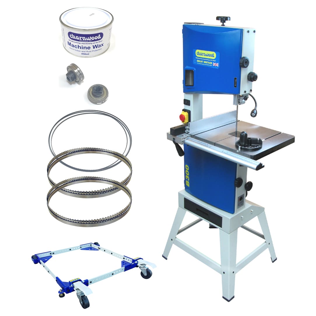 Super Bundle B300PD: 12″ Bandsaw, Wheel Kit, 3 Spare Blades, Scroll Guide System & Machine Wax