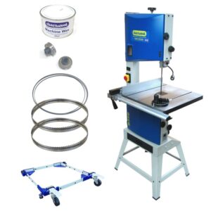 Super Bundle B350PD: 14″ Bandsaw, Wheel Kit, 3 Spare Blades, Scroll Guide System & Machine Wax
