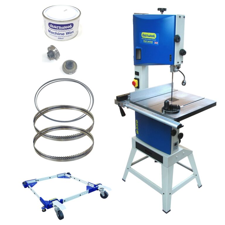 Super Bundle B350PD: 14″ Bandsaw, Wheel Kit, 3 Spare Blades, Scroll Guide System & Machine Wax